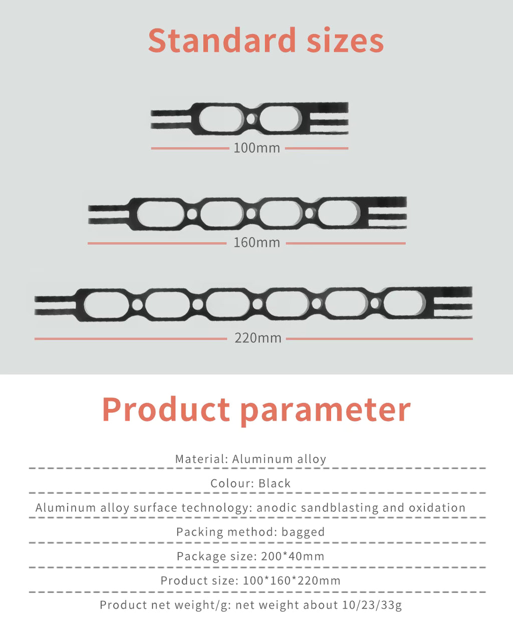 Helmet Extension Arm sett, 3 lengder