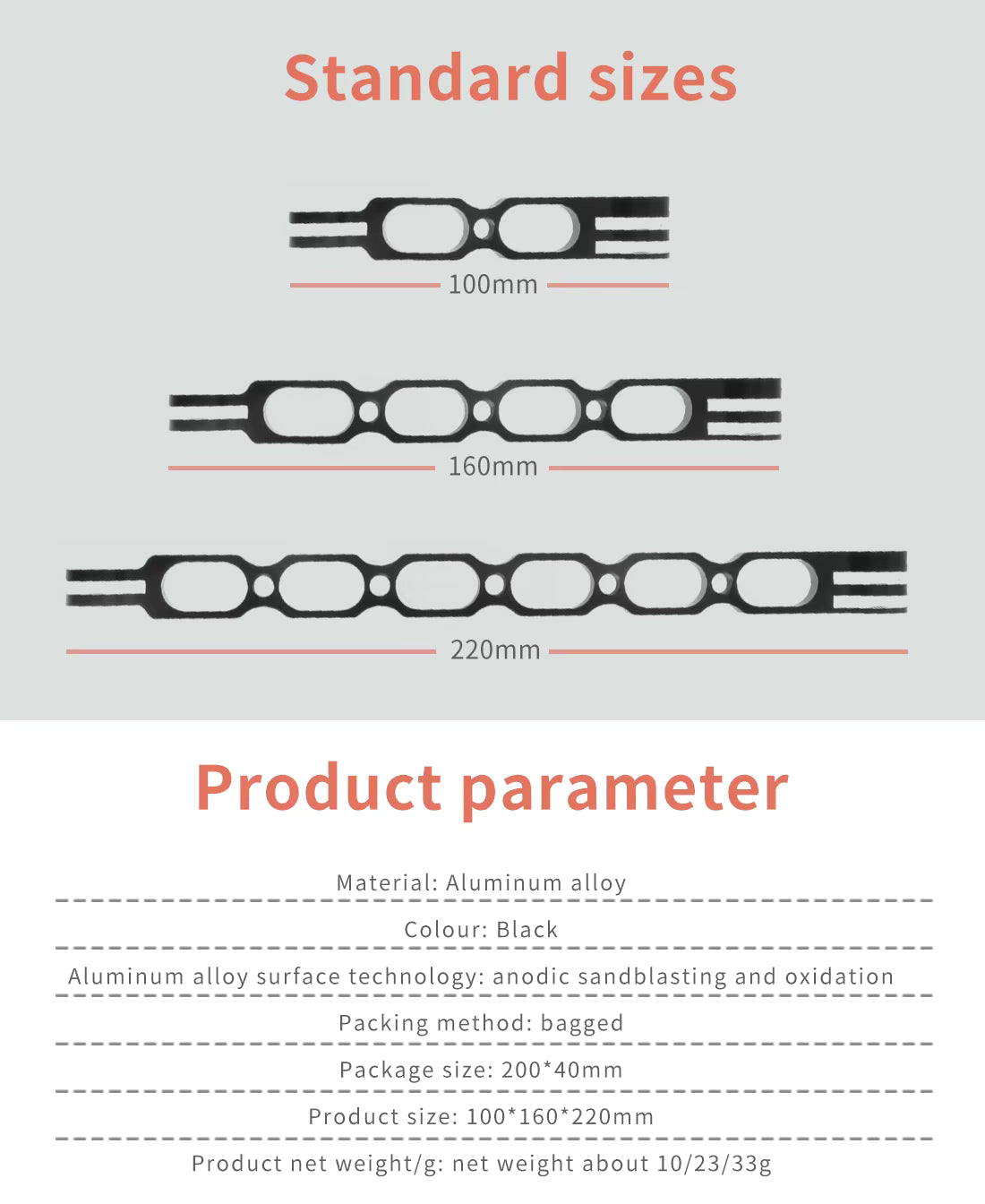 Helmet Extension Arm sett, 3 lengder